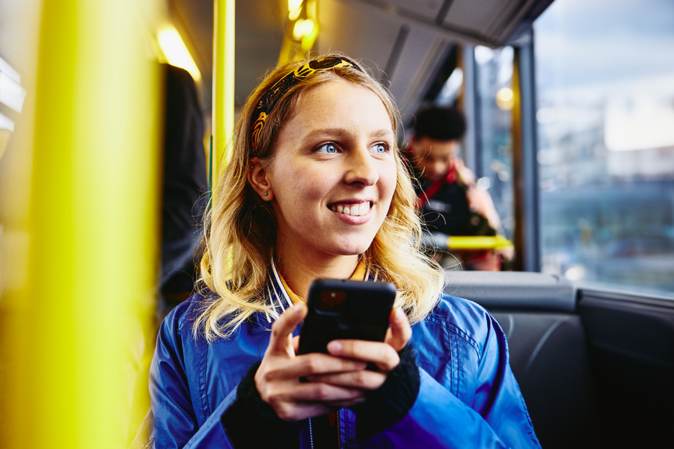 girl on a bus