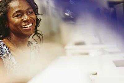 Smiling woman in an office